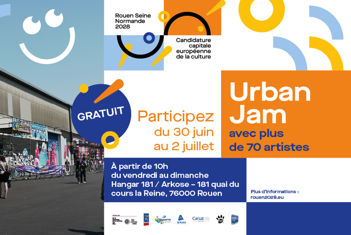 #Rouen2028 – URBAN JAM au Hangar 181 à Rouen : 3 jours festifs autour des cultures urbaines !