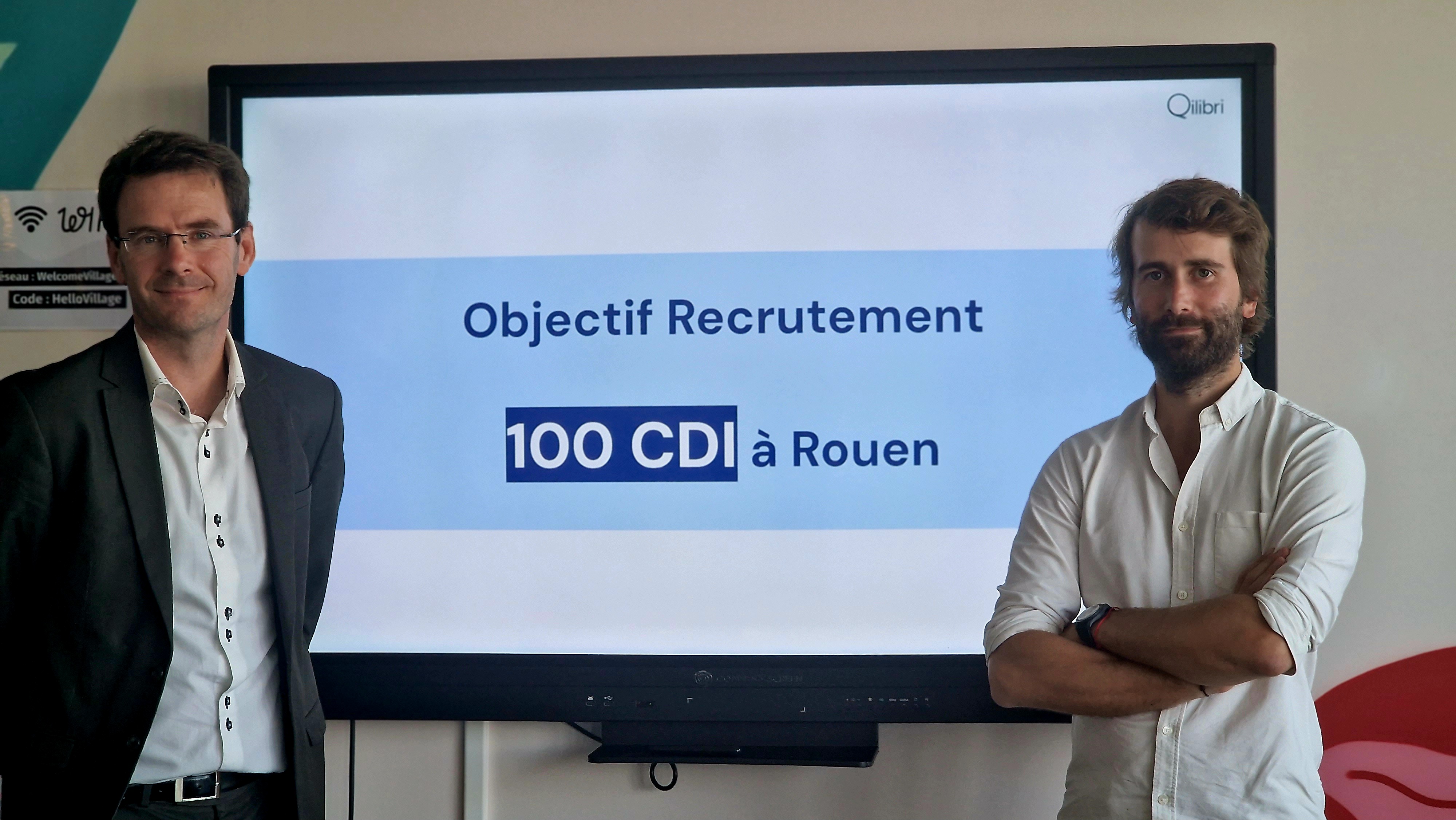 Nicolas Mayer-Rossignol, Président de la Métropole Rouen Normandie et Bastien Moreau, co-fondateur de Qilibri ©RNI