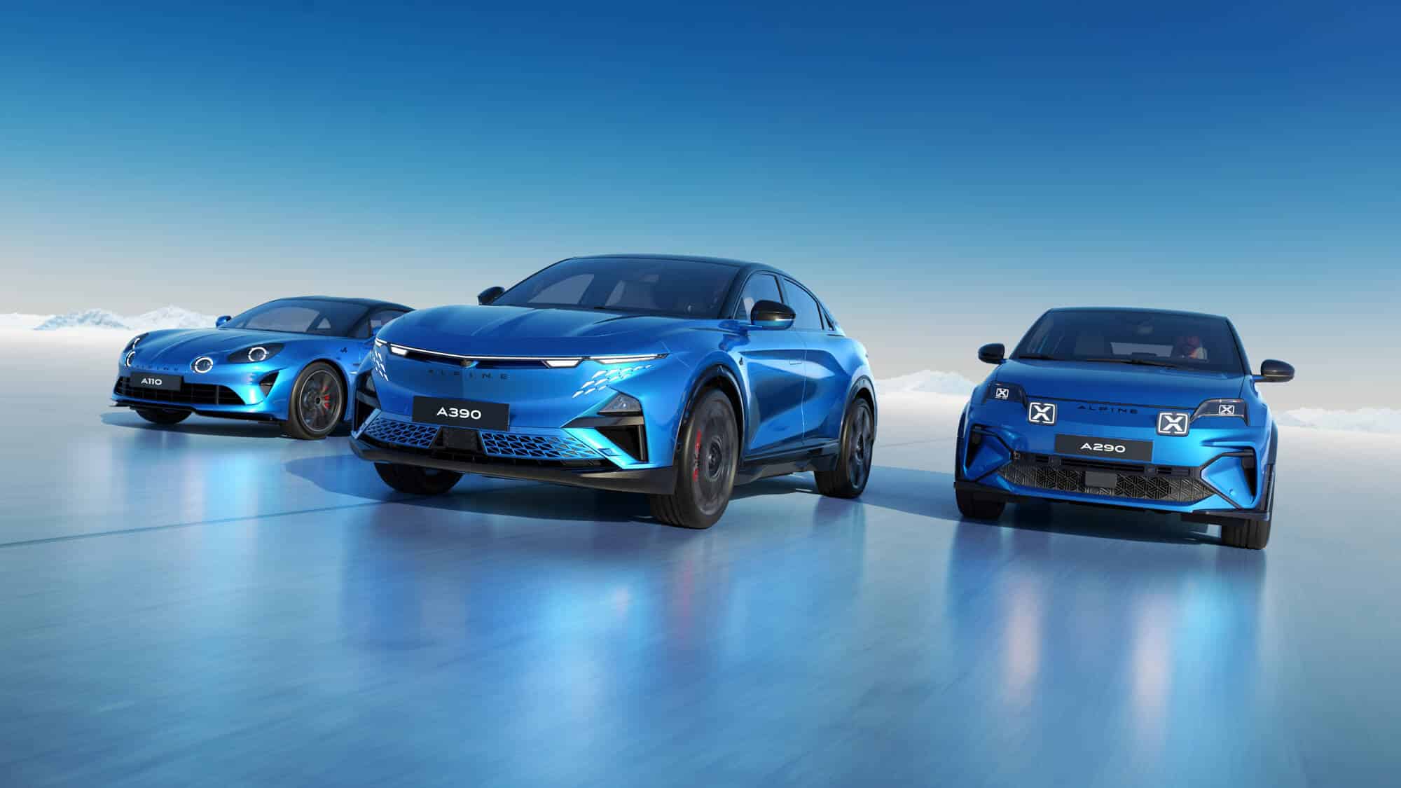 Gamme Alpine 2026 - ALPINE A110 - ALPINE A390 - ALPINE A290 © Alpine Designanufacture
