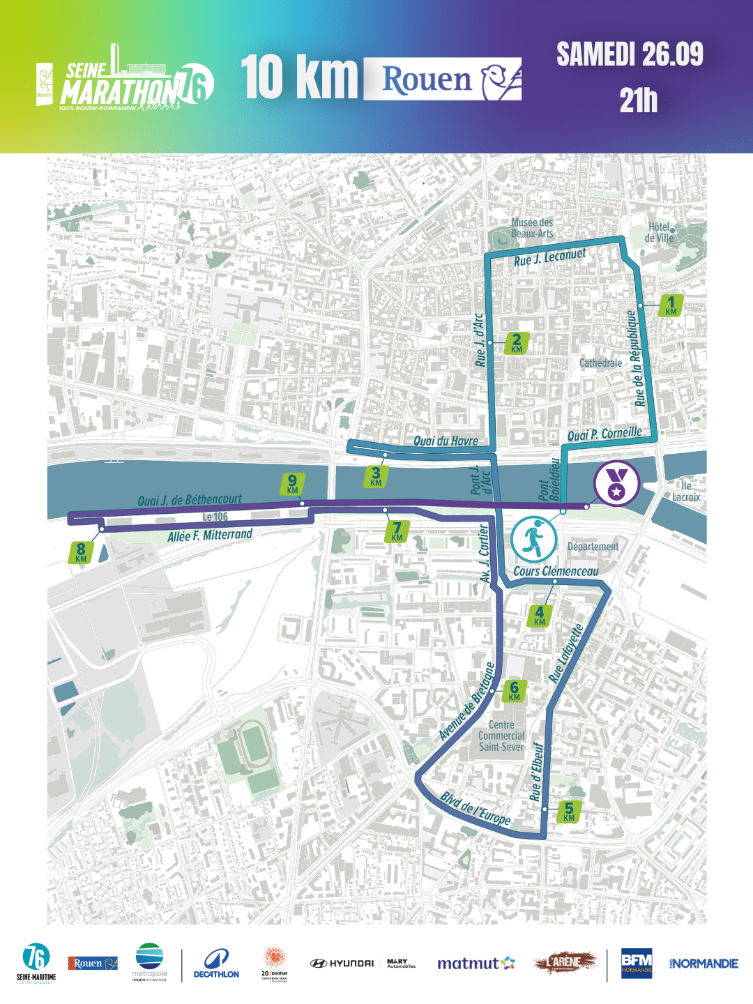 ©Seine Marathon 76 - Ville de rouen - Parcours 10km Marathon édition 2026