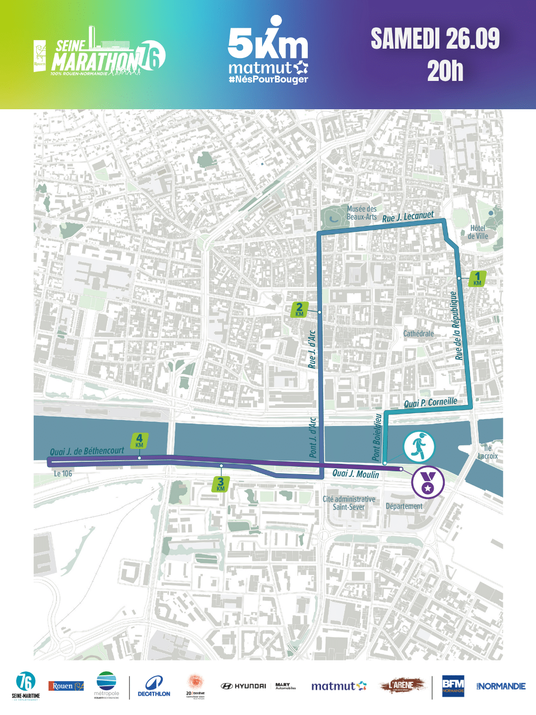 ©Seine Marathon 76 - Ville de rouen - Parcours 5km Marathon édition 2026