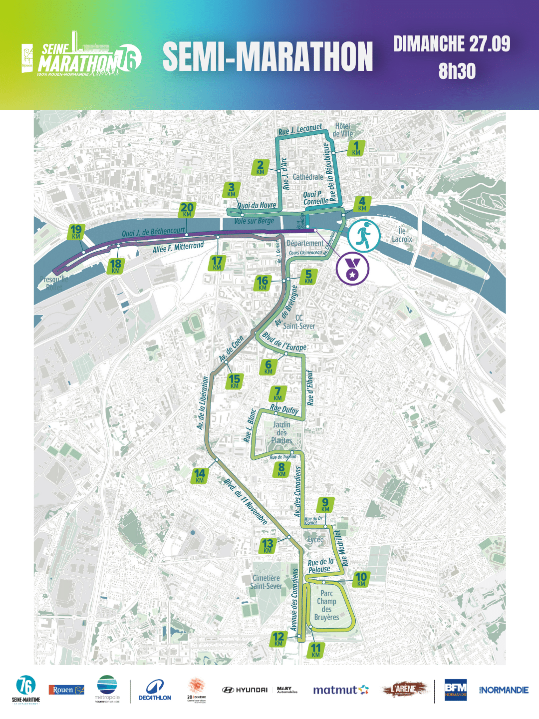 ©Seine Marathon 76 - Ville de rouen - Parcours Semi-Marathon édition 2026